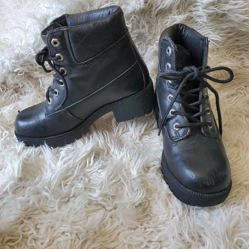 HARLEY DAVIDSON|WOMENS BLACK MOTORCYCLE BOOTS| SIZE 6.5 - Picture 1 of 12